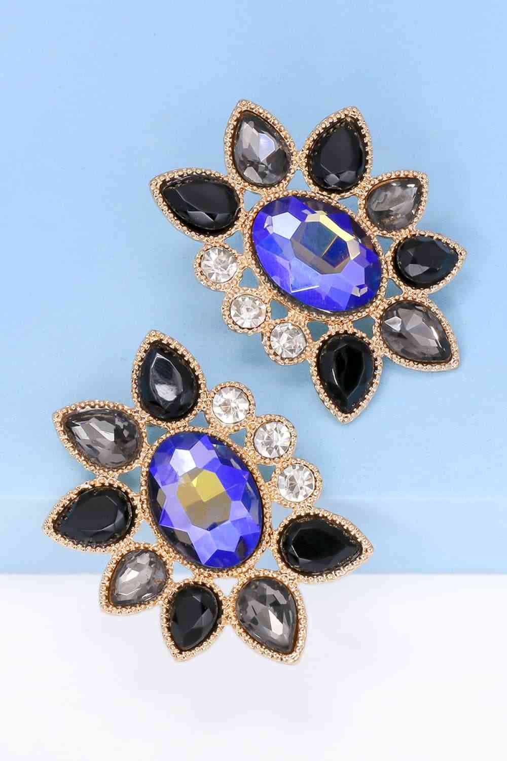 Geometrical Shape Glass Stone Dangle Earrings-Bijou Crush