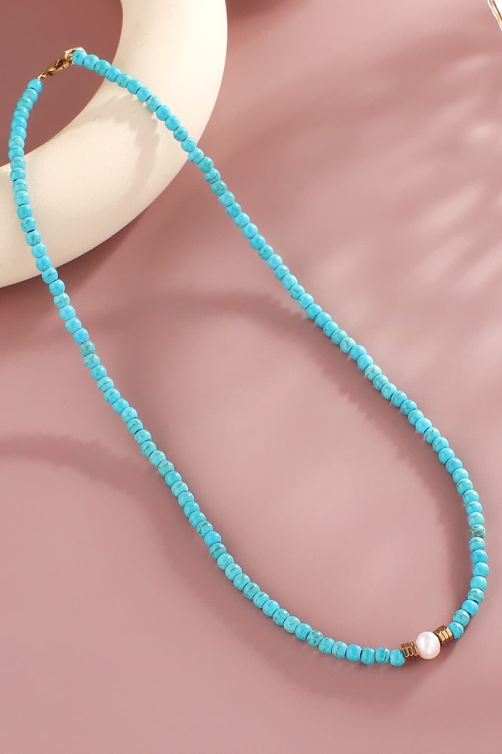 Turquoise & Pearl Necklace-Bijou Crush
