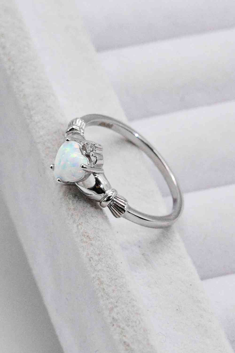 925 Sterling Silver Heart Opal Ring-Bijou Crush