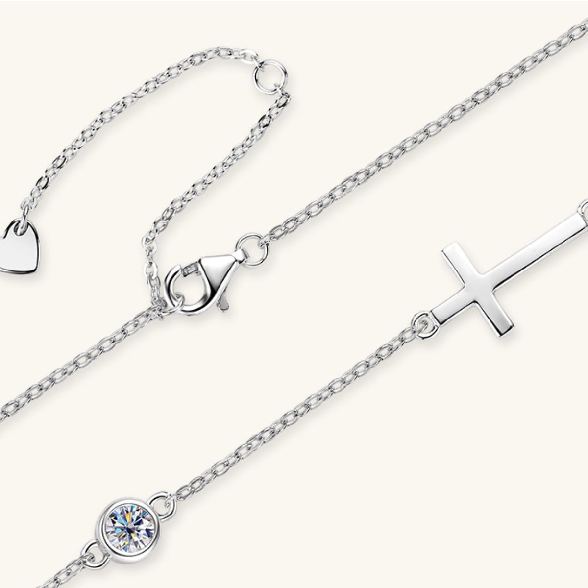 Cross 925 Sterling Silver Moissanite Necklace-Bijou Crush