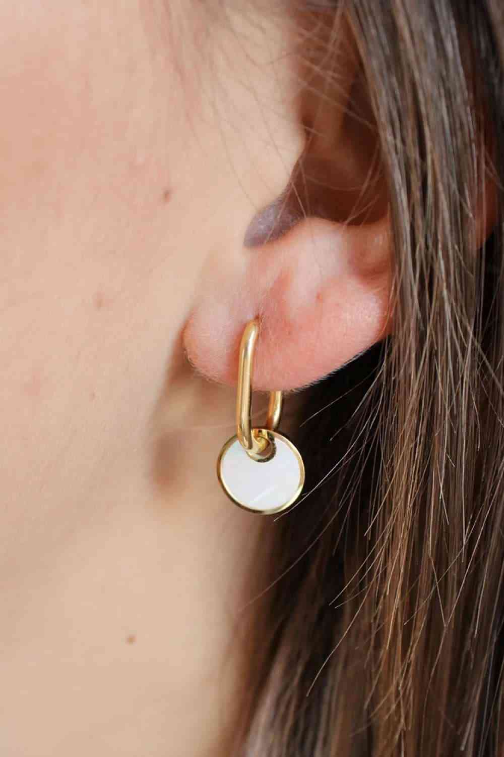 Copper White Mother-Of-Pearl Drop Earrings-Bijou Crush