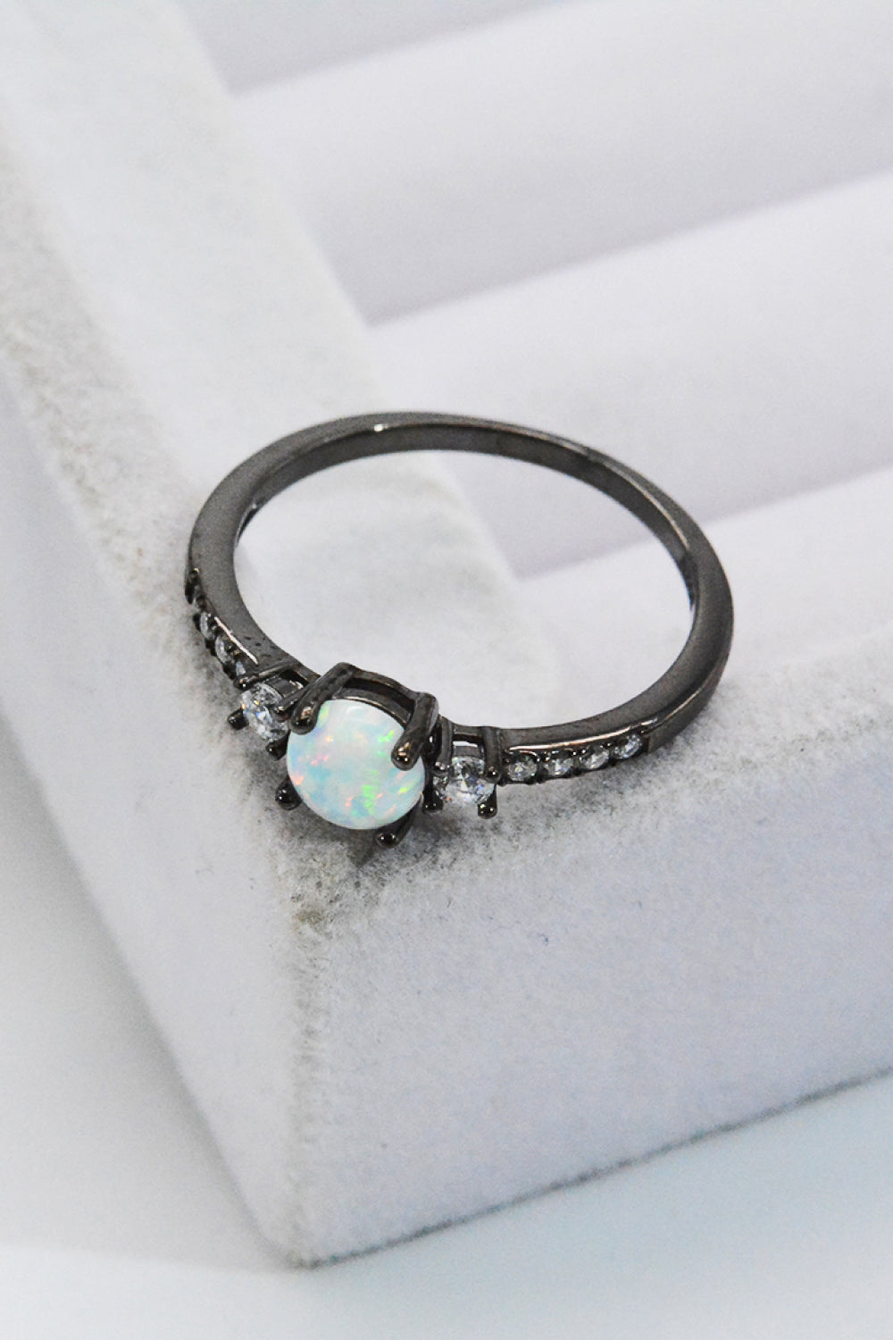 Sterling Silver Round Opal Ring-Bijou Crush