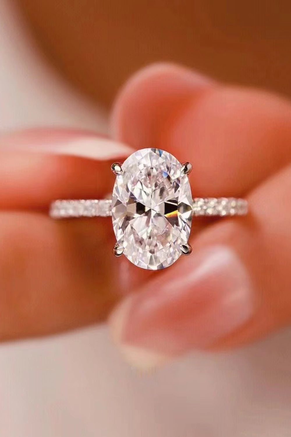 Platinum-Plated Side Stone 2 Carat Moissanite Ring-Bijou Crush