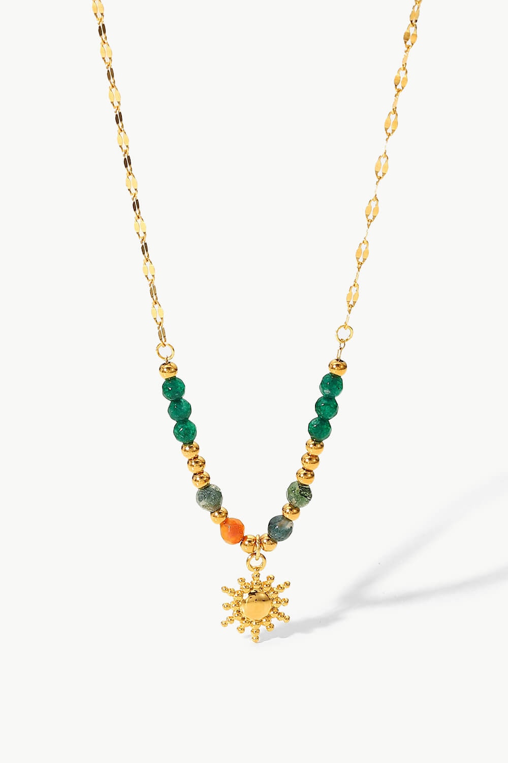 Sun Pendant Natural Stone Necklace-Bijou Crush