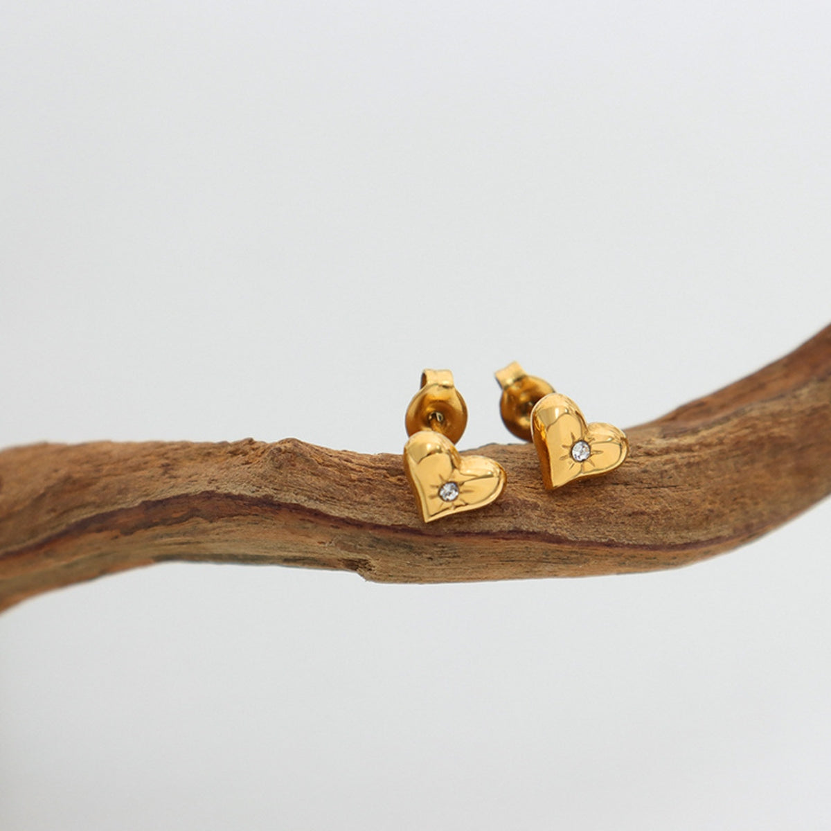 Titanium Steel Zircon Heart Stud Earrings-Bijou Crush