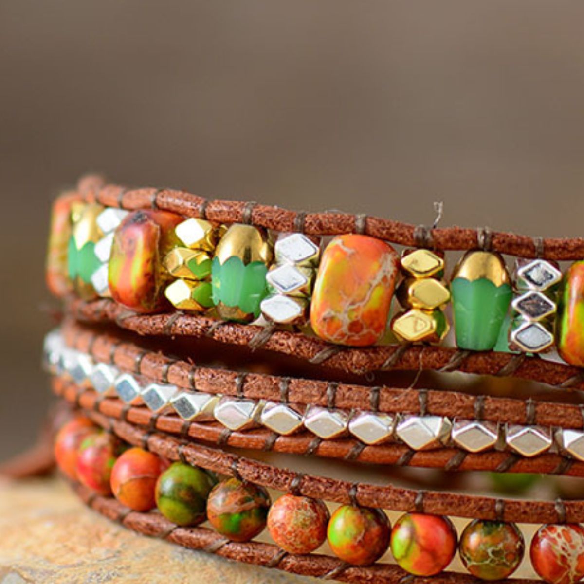 Natural Stone Woven Bracelet-Bijou Crush