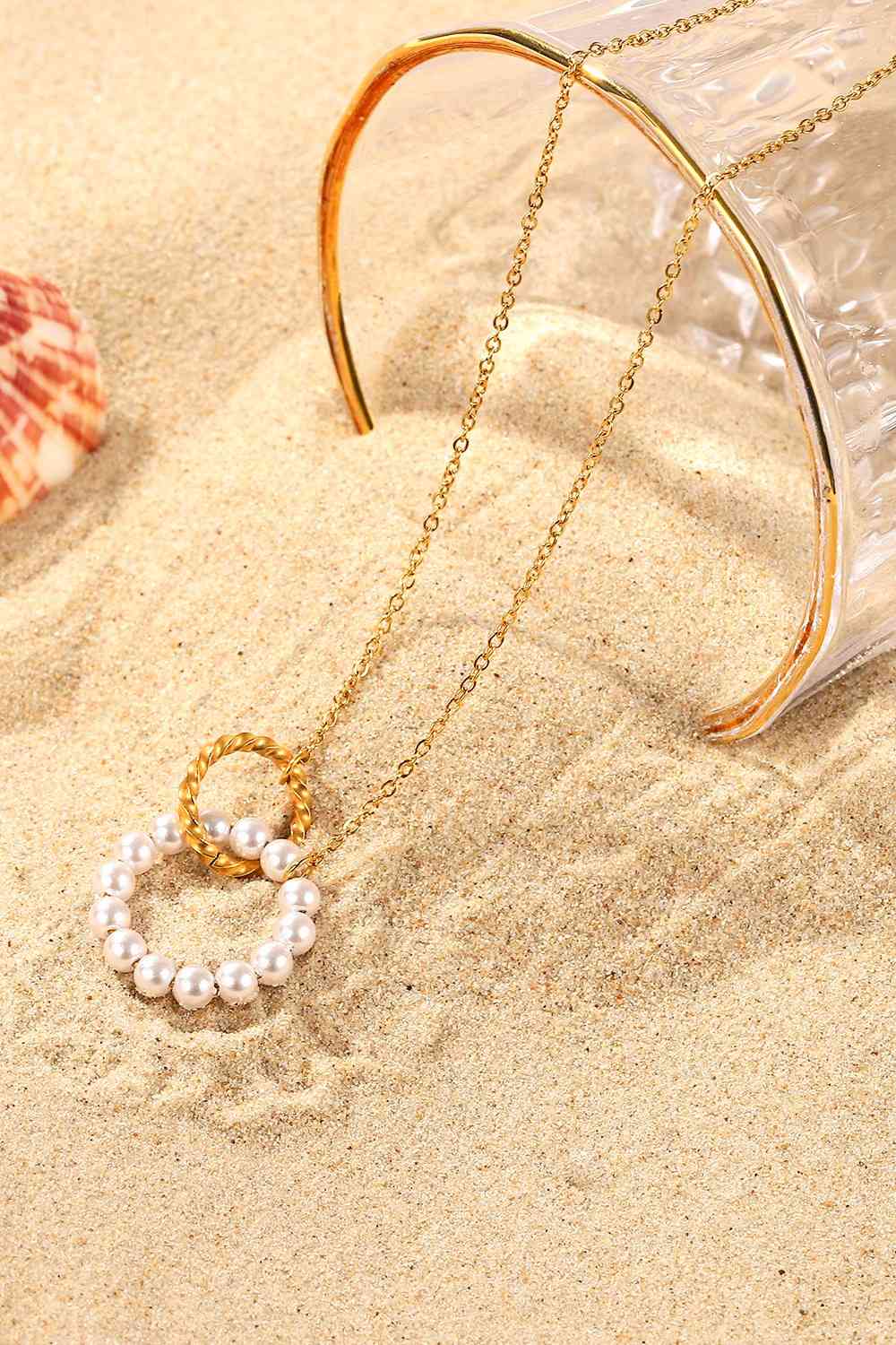 Pearl Hoop Link Pendant Necklace-Bijou Crush