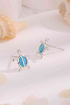 Opal Turtle 925 Sterling Silver Stud Earrings-Bijou Crush