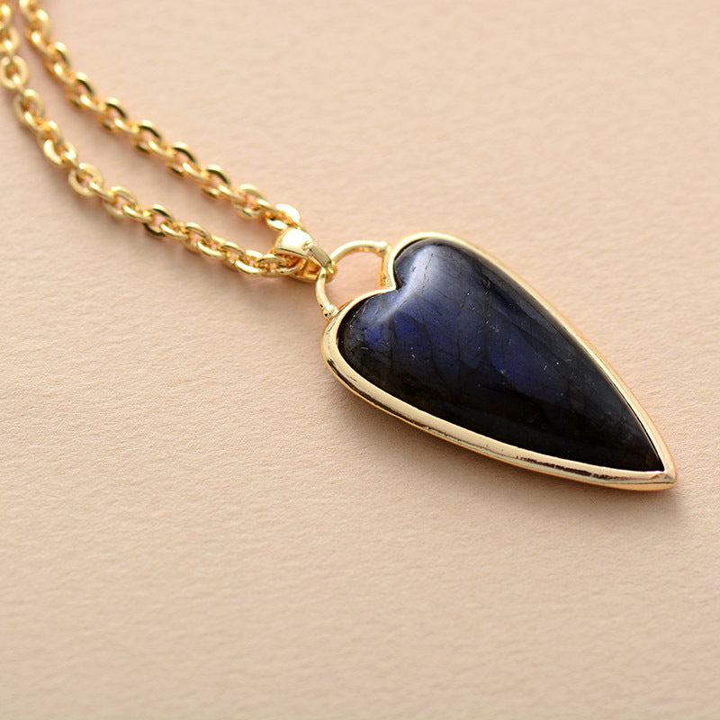 Copper Labradorite Heart Shape Necklace-Bijou Crush