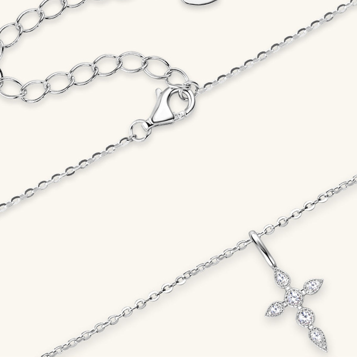 Moissanite Cross Pendant Necklace - 925 Sterling Silver-Bijou Crush