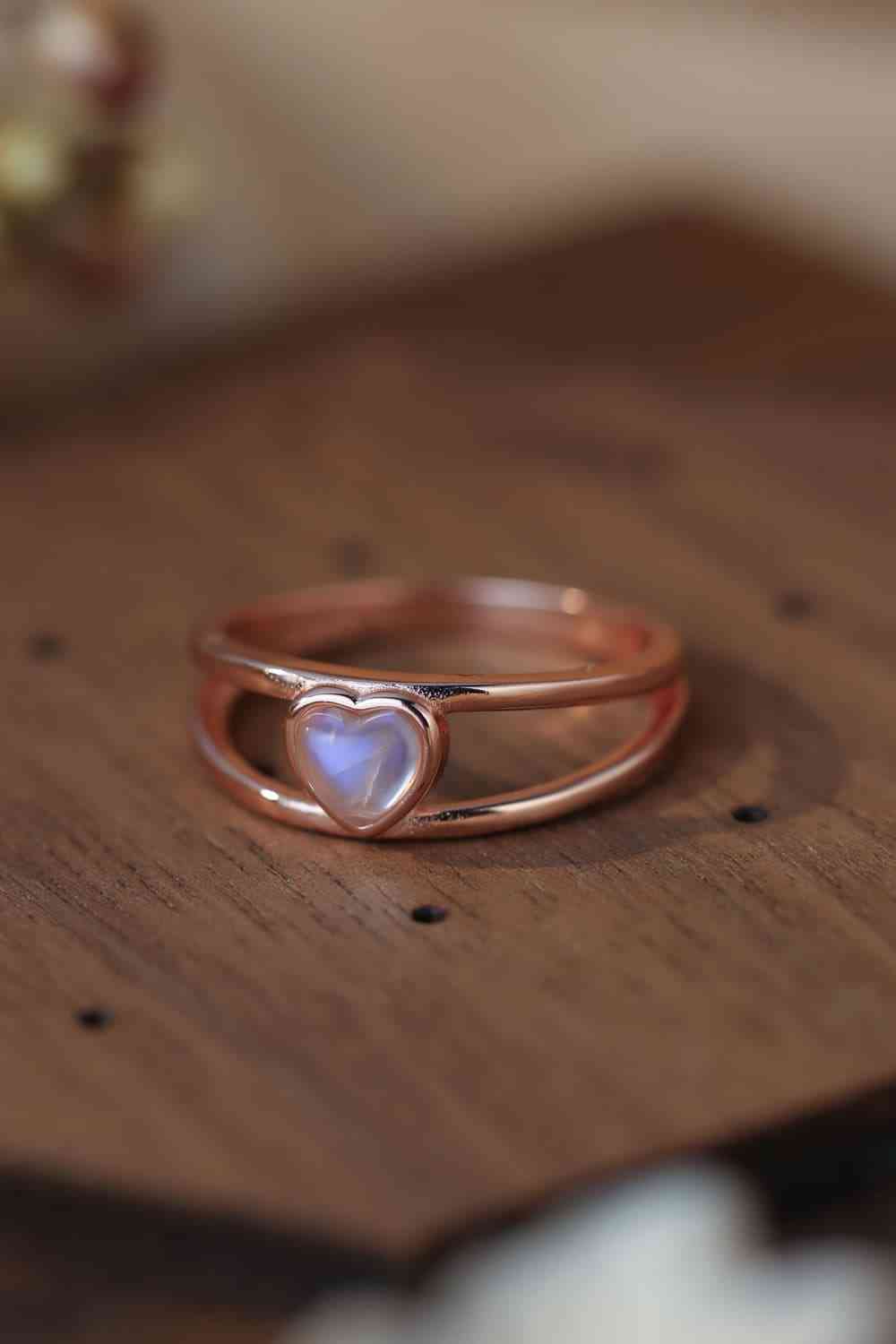 Moonstone Heart 925 Sterling Silver Ring-Bijou Crush
