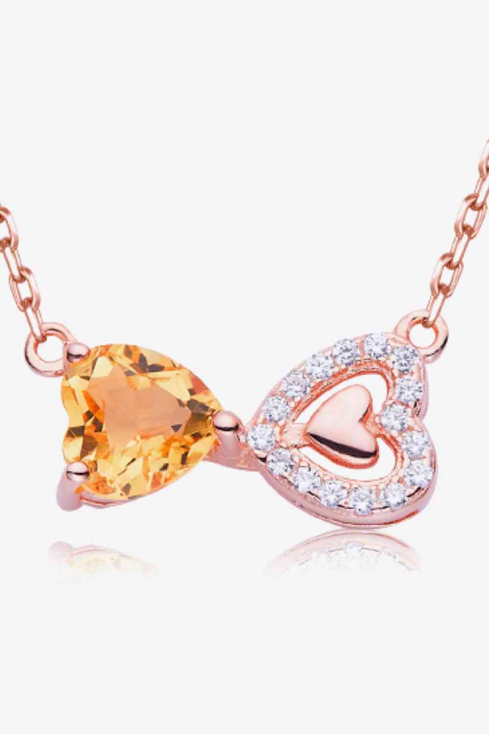 Citrine Heart 925 Sterling Silver Necklace-Bijou Crush
