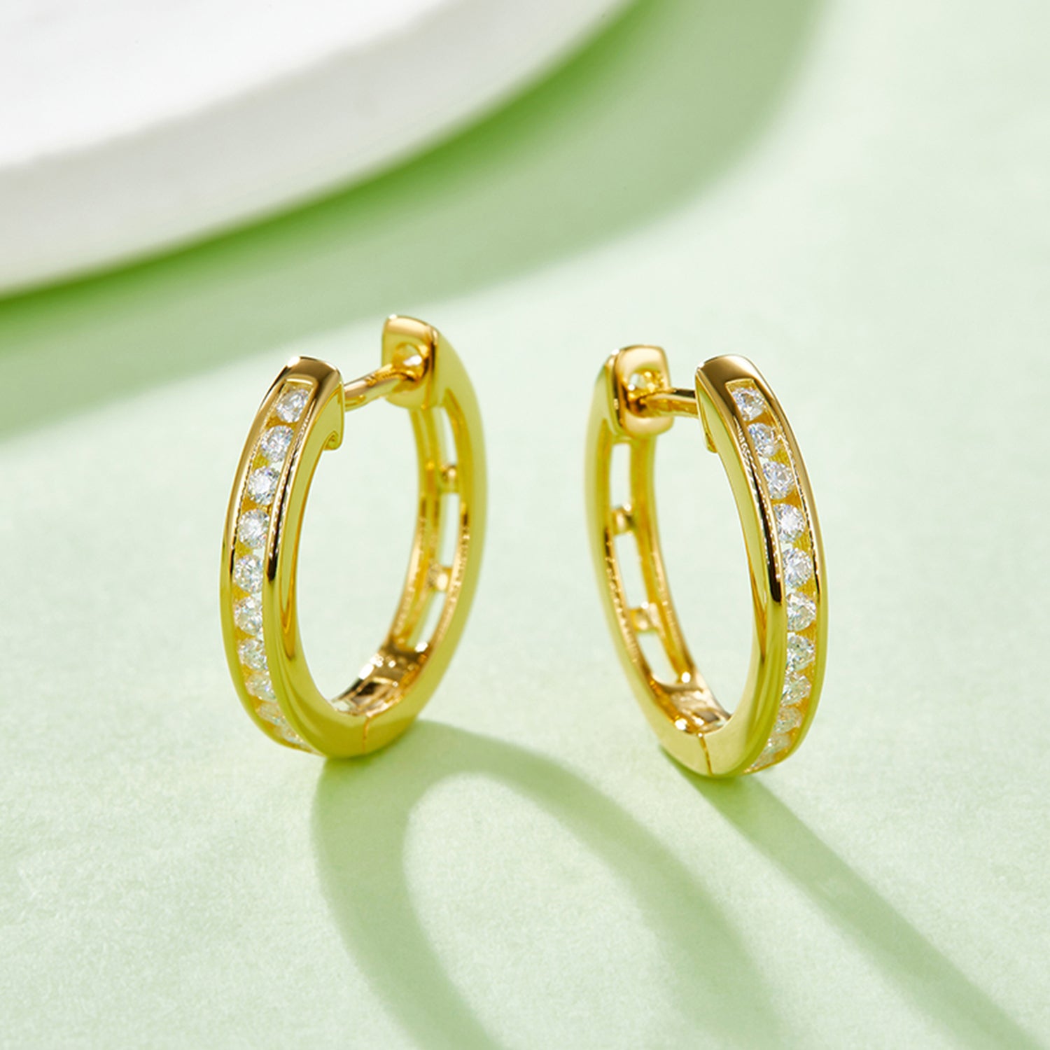 Moissanite 925 Sterling Silver Huggie Earrings-Bijou Crush