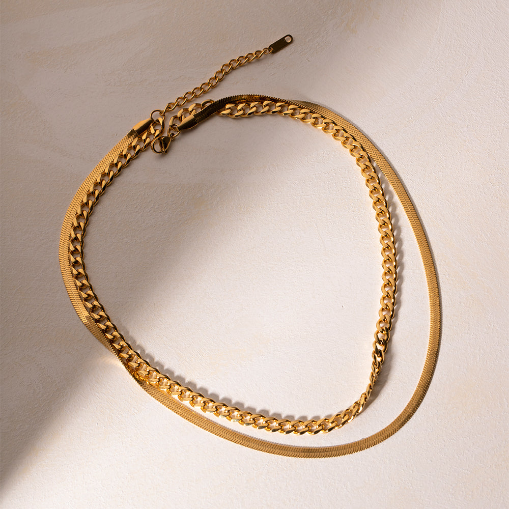 18K Gold-Plated Double Layered Necklace-Bijou Crush