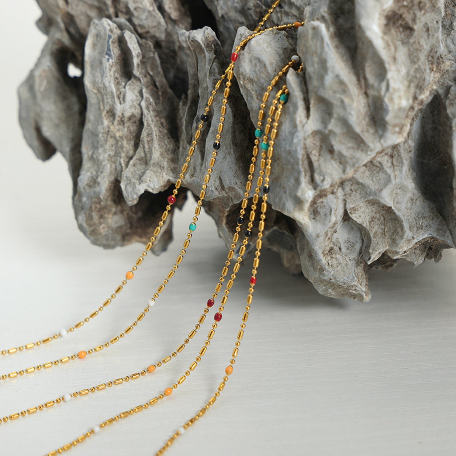 18K Gold-Plated Oil Drip Bead Necklace-Bijou Crush