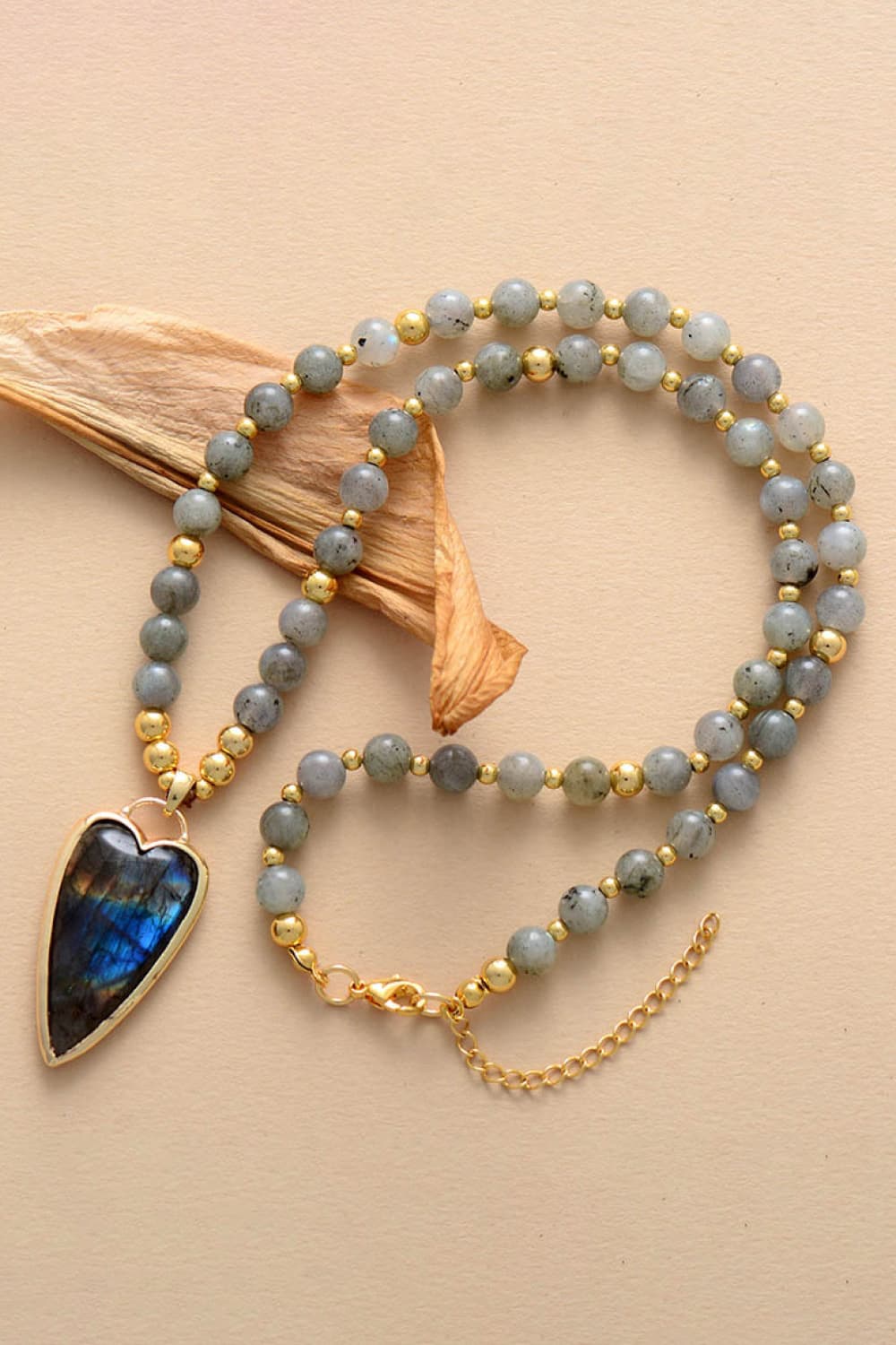 Natural Stone Pendant Beaded Necklace-Bijou Crush