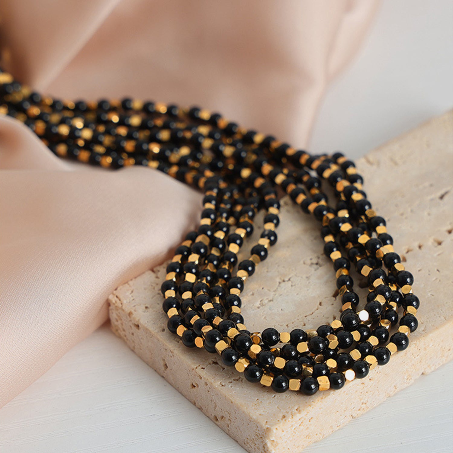 Agate Beaded Titanium Steel Necklace-Bijou Crush
