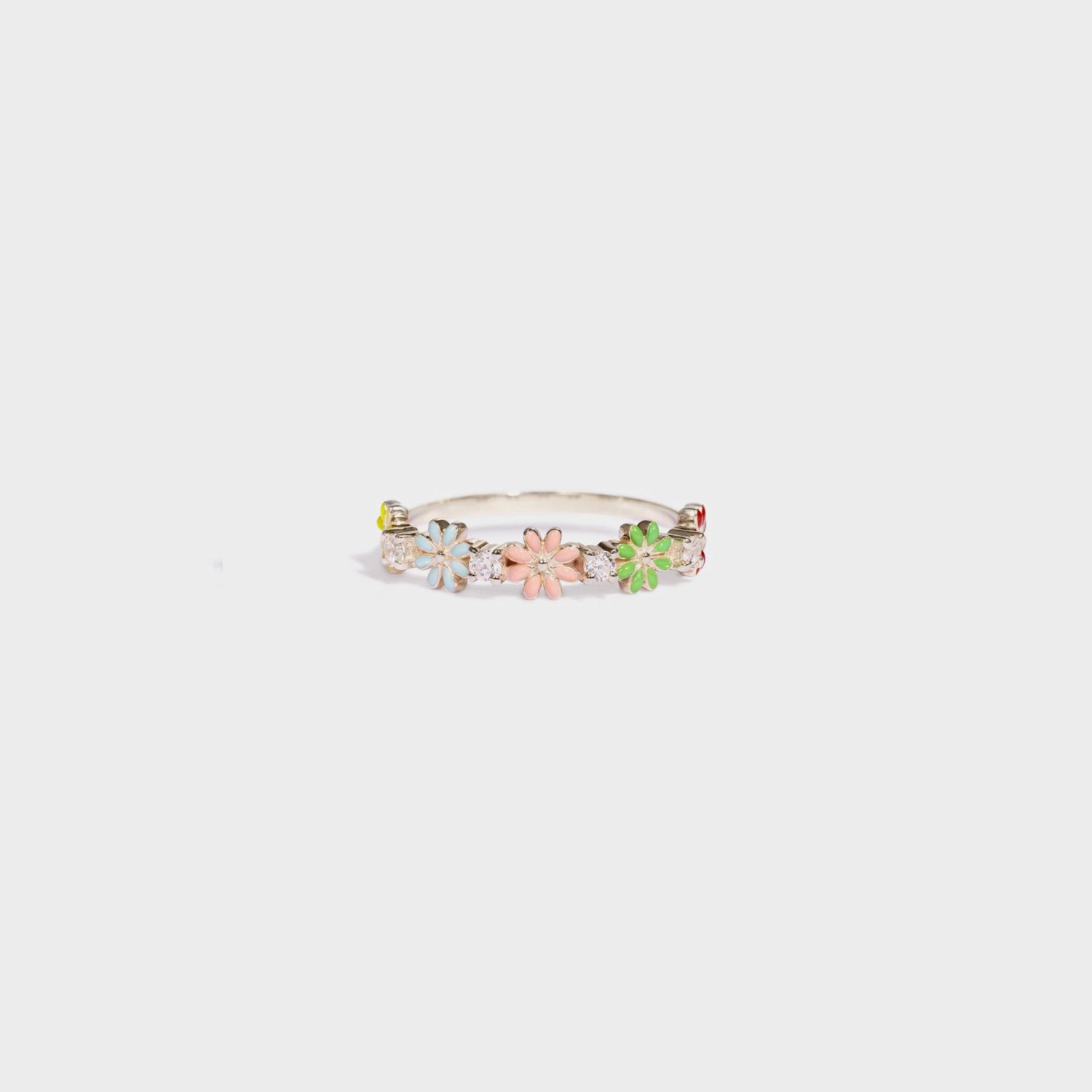 Flower Shape 925 Sterling Silver Zircon Ring-Bijou Crush