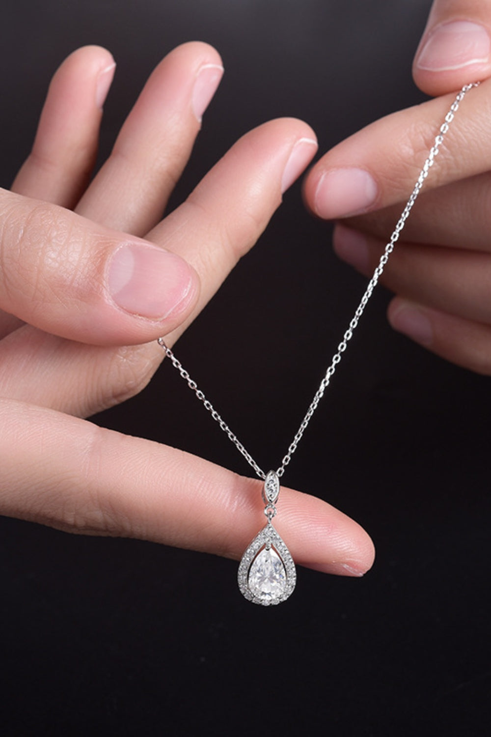 1.5 Carat Moissanite 925 Sterling Silver Teardrop Necklace-Bijou Crush