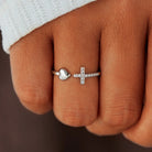 Heart Shape Cross Inlaid Zircon Open Ring-Bijou Crush