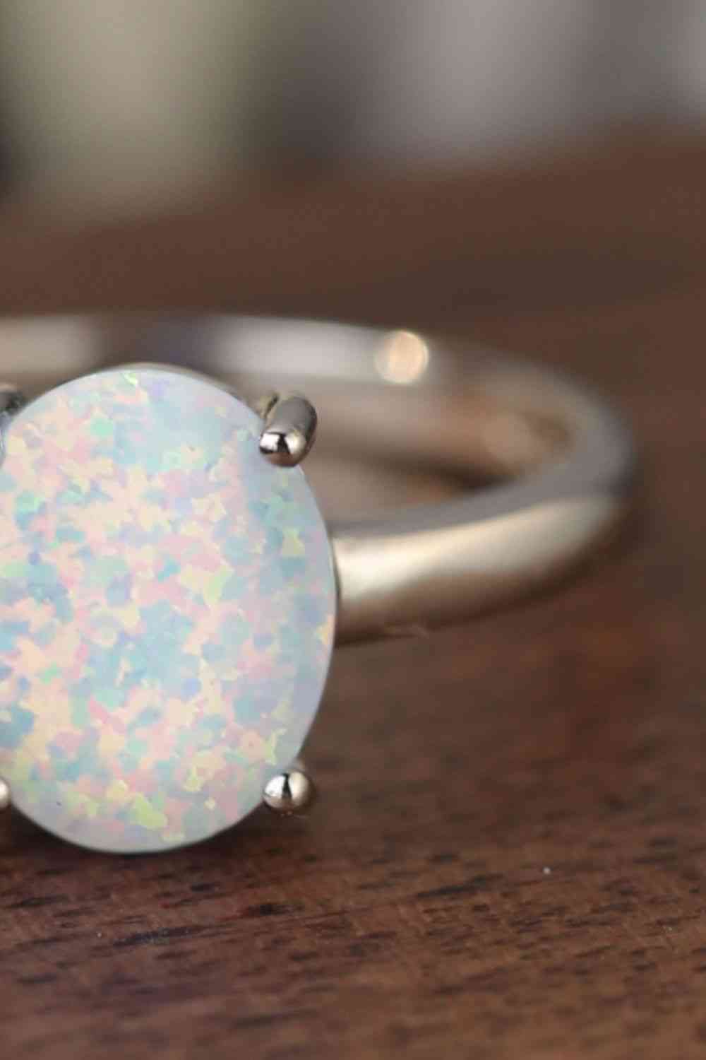 925 Sterling Silver Opal Solitaire Ring-Bijou Crush
