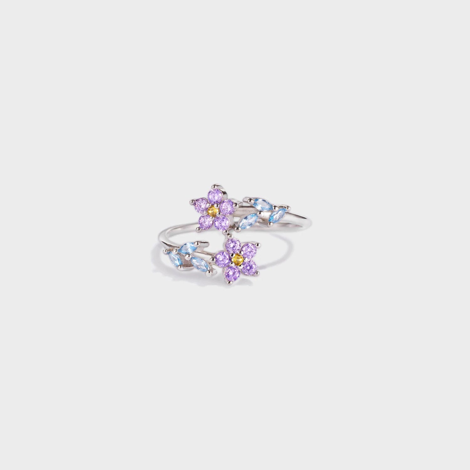 Flower Shape Inlaid Zircon 925 Sterling Silver Ring-Bijou Crush