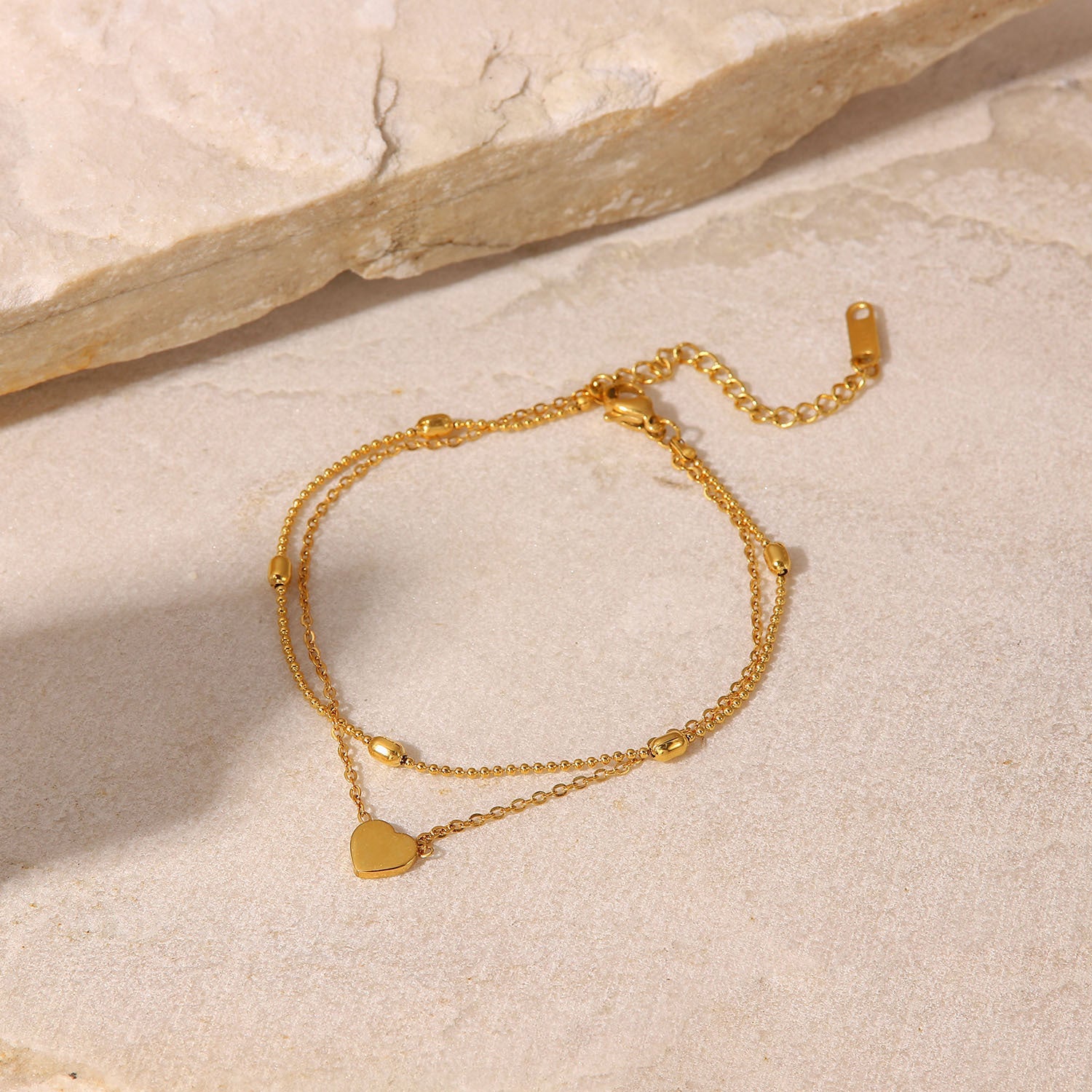 Heart Shape Double-Layered Anklet-Bijou Crush
