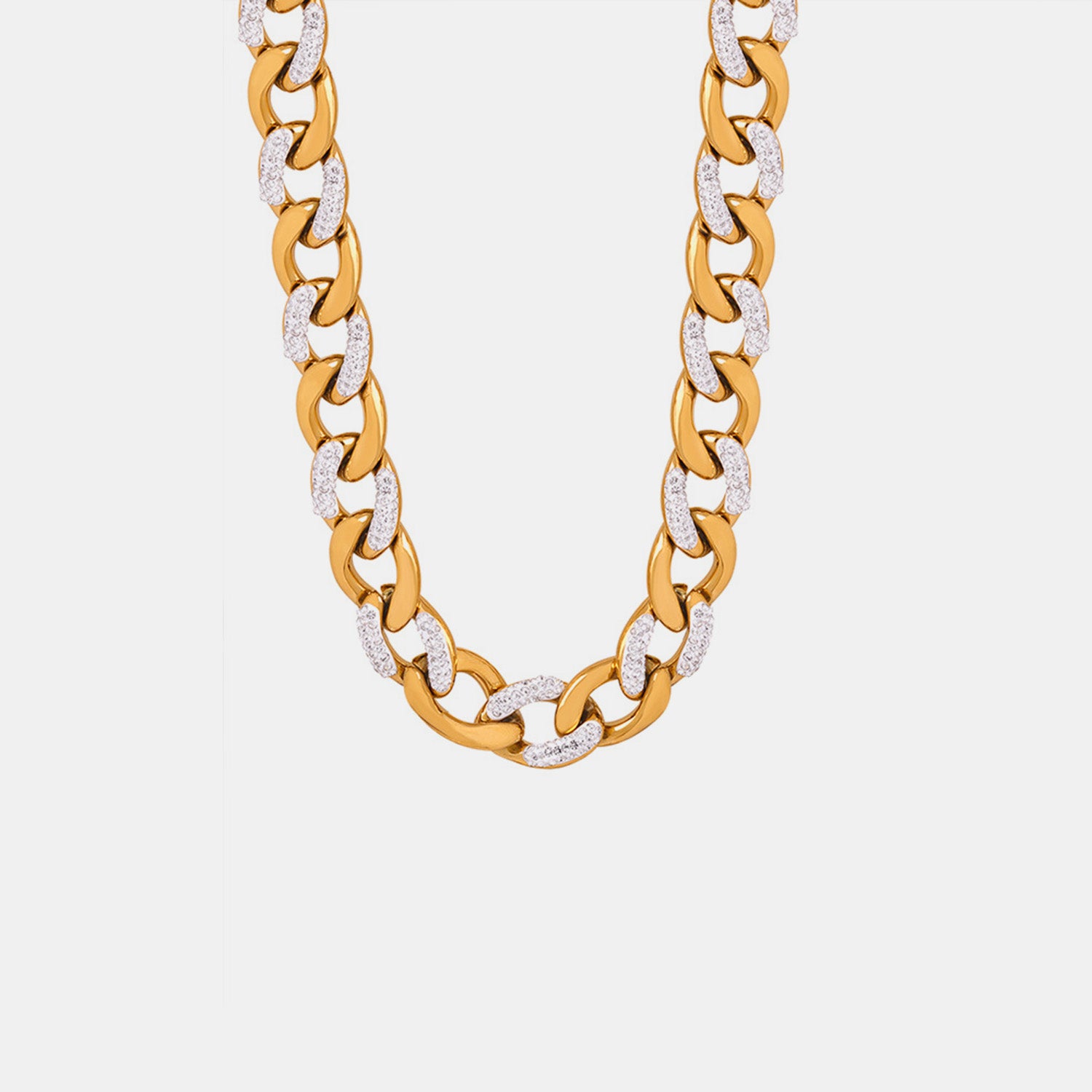 Zircon Titanium Steel Chunky Chain Necklace-Bijou Crush