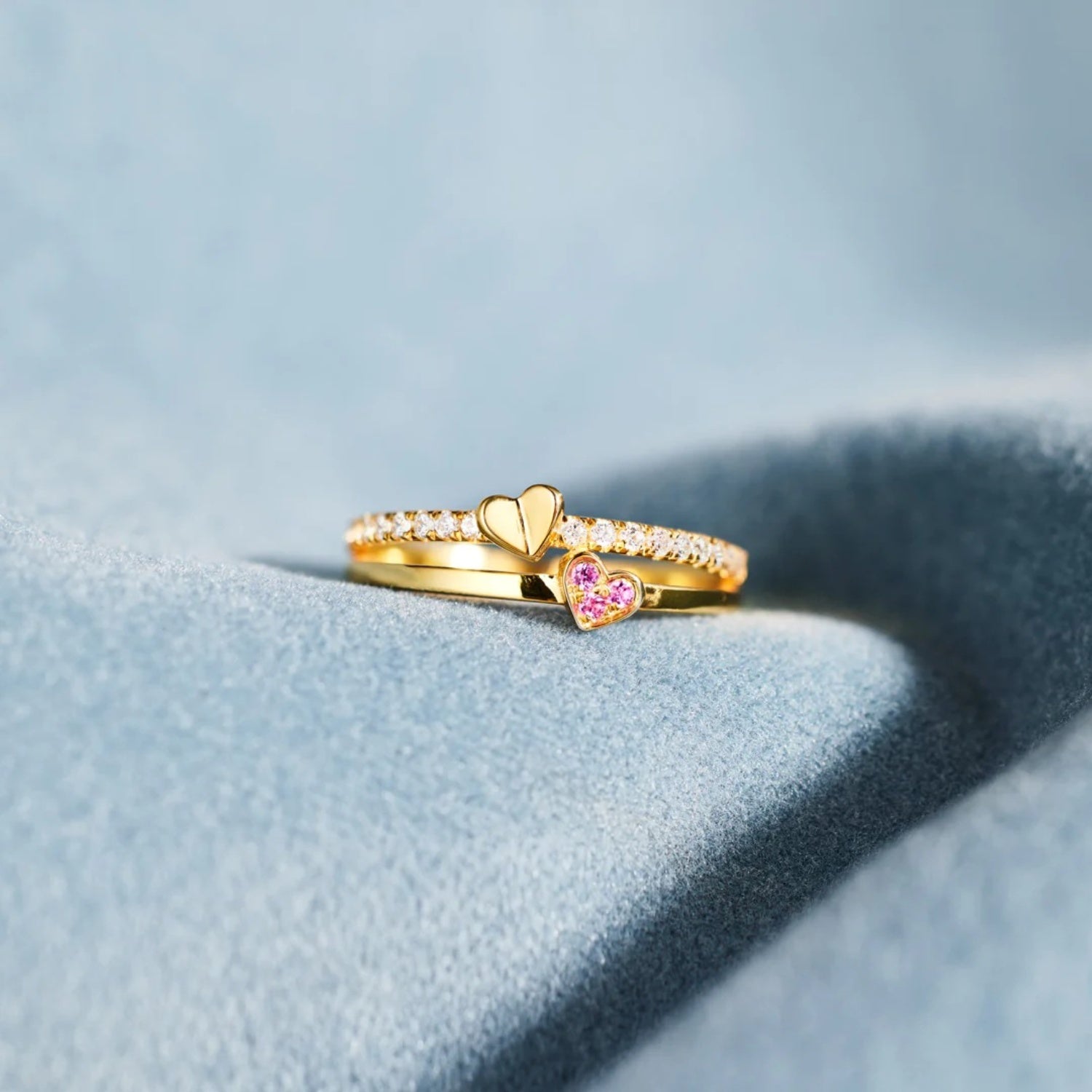 18K Gold-Plated 925 Sterling Silver Double-Layered Ring-Bijou Crush