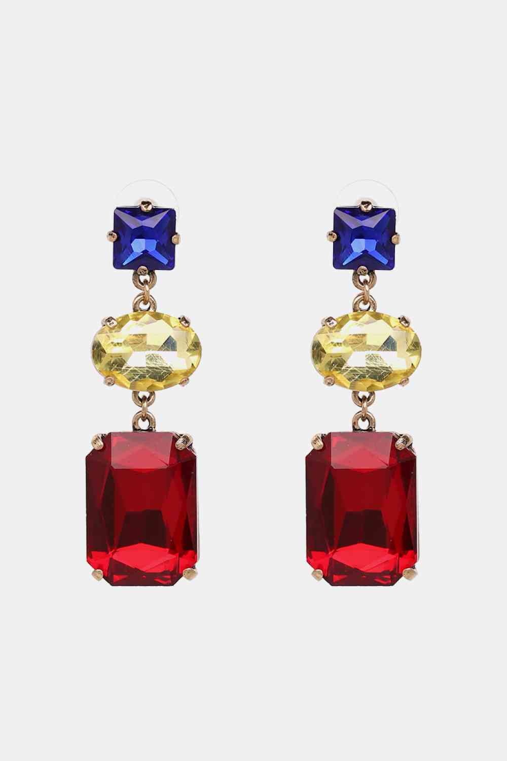 Geometrical Shape Glass Dangle Earrings-Bijou Crush