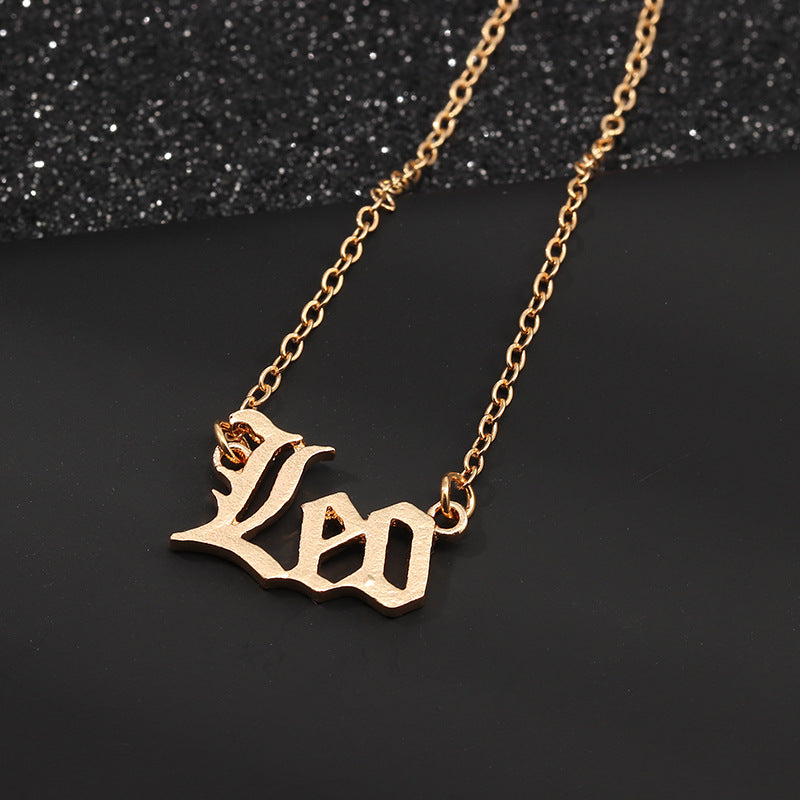 Fashion Letter Alloy Zodiac Sign Pendant Necklaces-Bijou Crush
