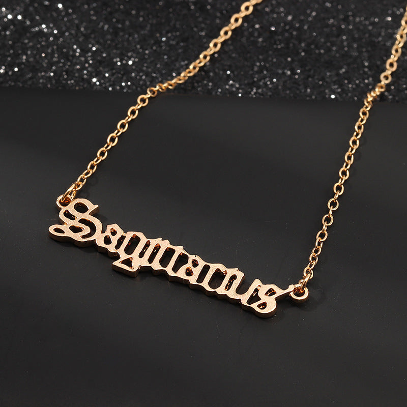 Fashion Letter Alloy Zodiac Sign Pendant Necklaces-Bijou Crush