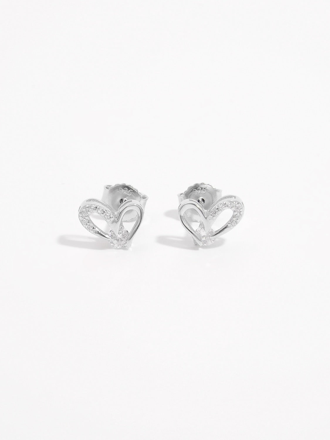 925 Sterling Silver Inlaid Zircon Heart Earrings-Bijou Crush