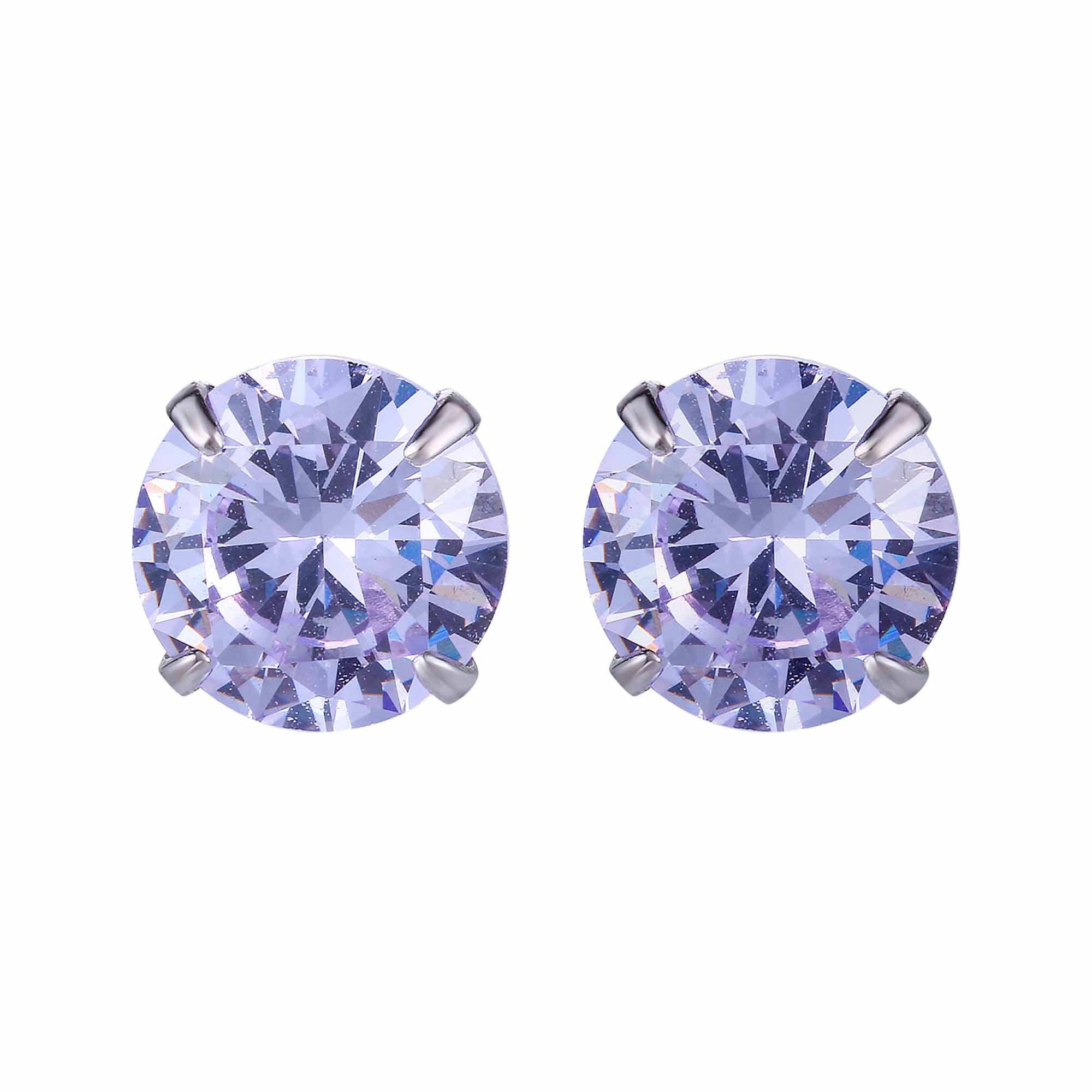 Simple CZ White 925 Sterling Silver Round Studs Earrings-Bijou Crush