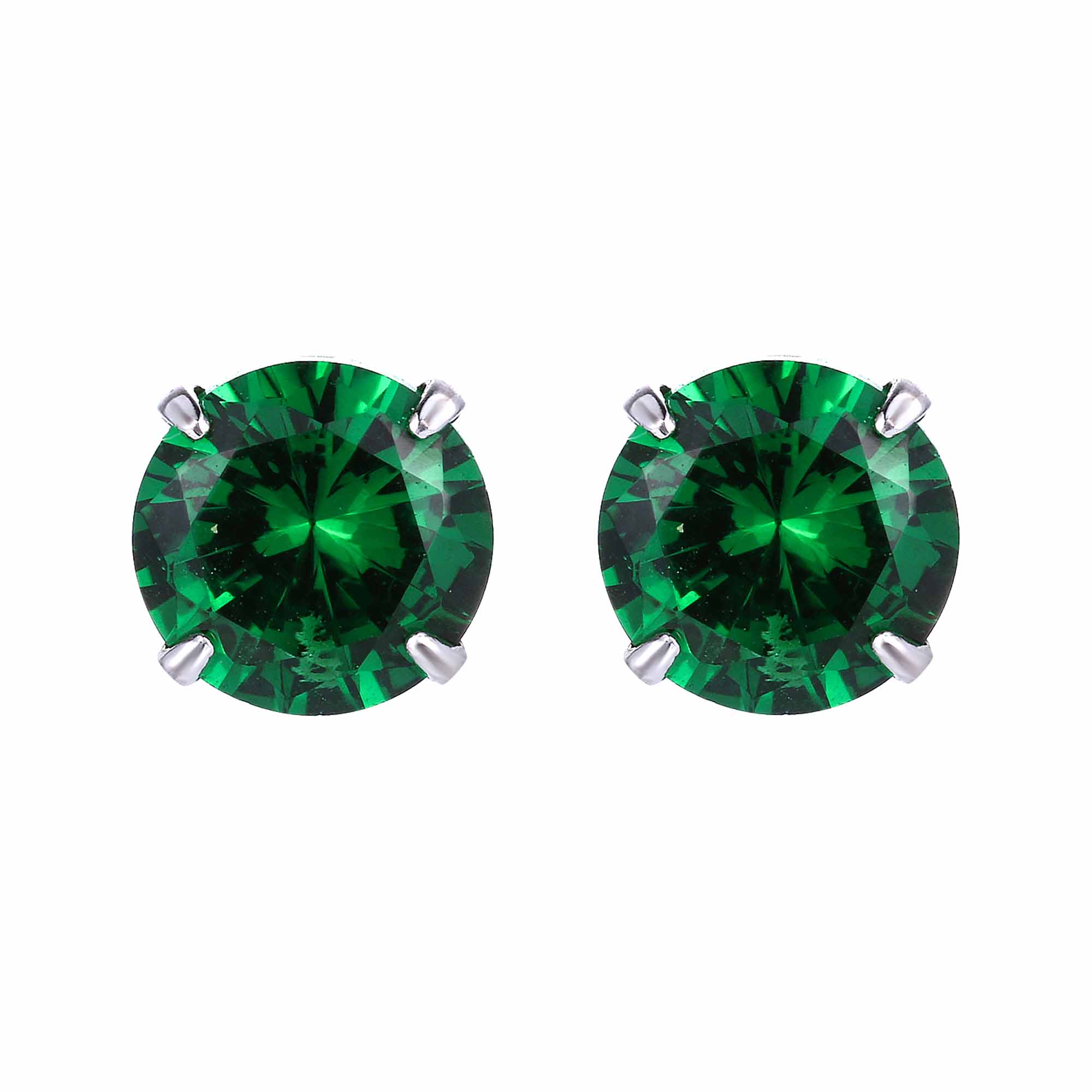 Simple CZ White 925 Sterling Silver Round Studs Earrings-Bijou Crush