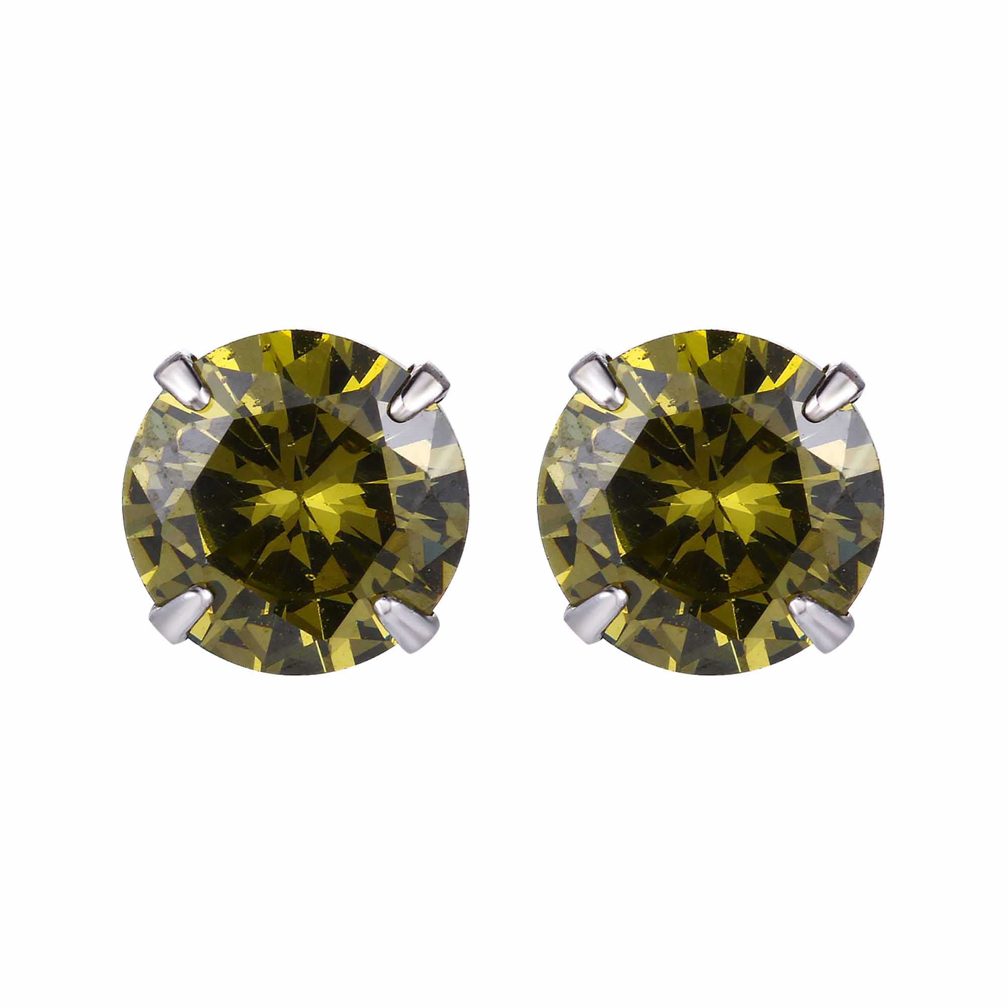 Simple CZ White 925 Sterling Silver Round Studs Earrings-Bijou Crush