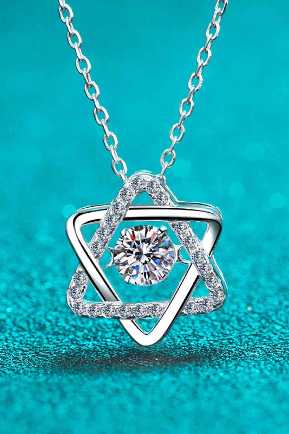 Moissanite Rhodium-Plated Chain-Link Necklace-Bijou Crush