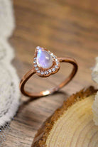 Moonstone Teardrop 925 Sterling Silver Halo Ring-Bijou Crush
