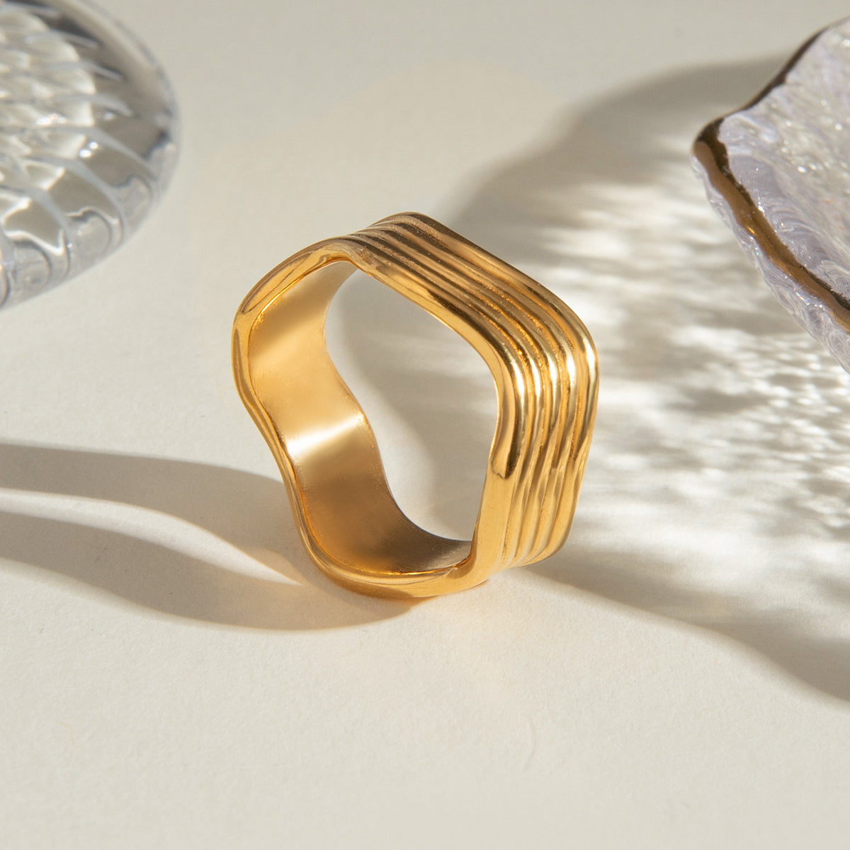 18K Gold-Plated Corrugated Ring-Bijou Crush