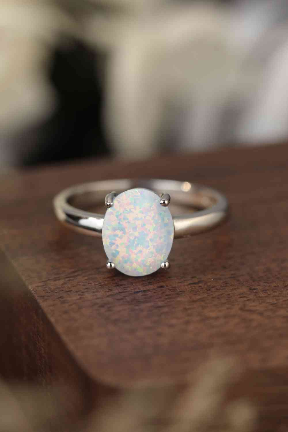 925 Sterling Silver Opal Solitaire Ring-Bijou Crush