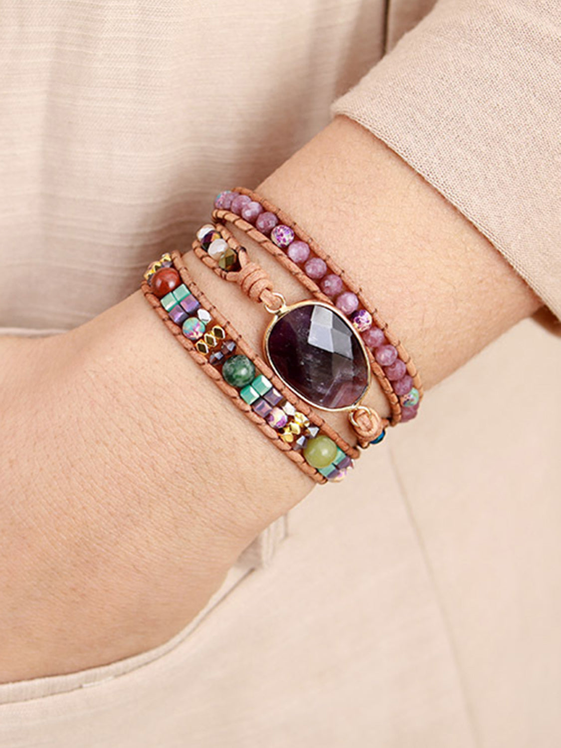 Triple-Layer Amethyst Bracelet-Bijou Crush