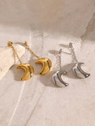 Stainless Steel Moon Dangle Earrings-Bijou Crush