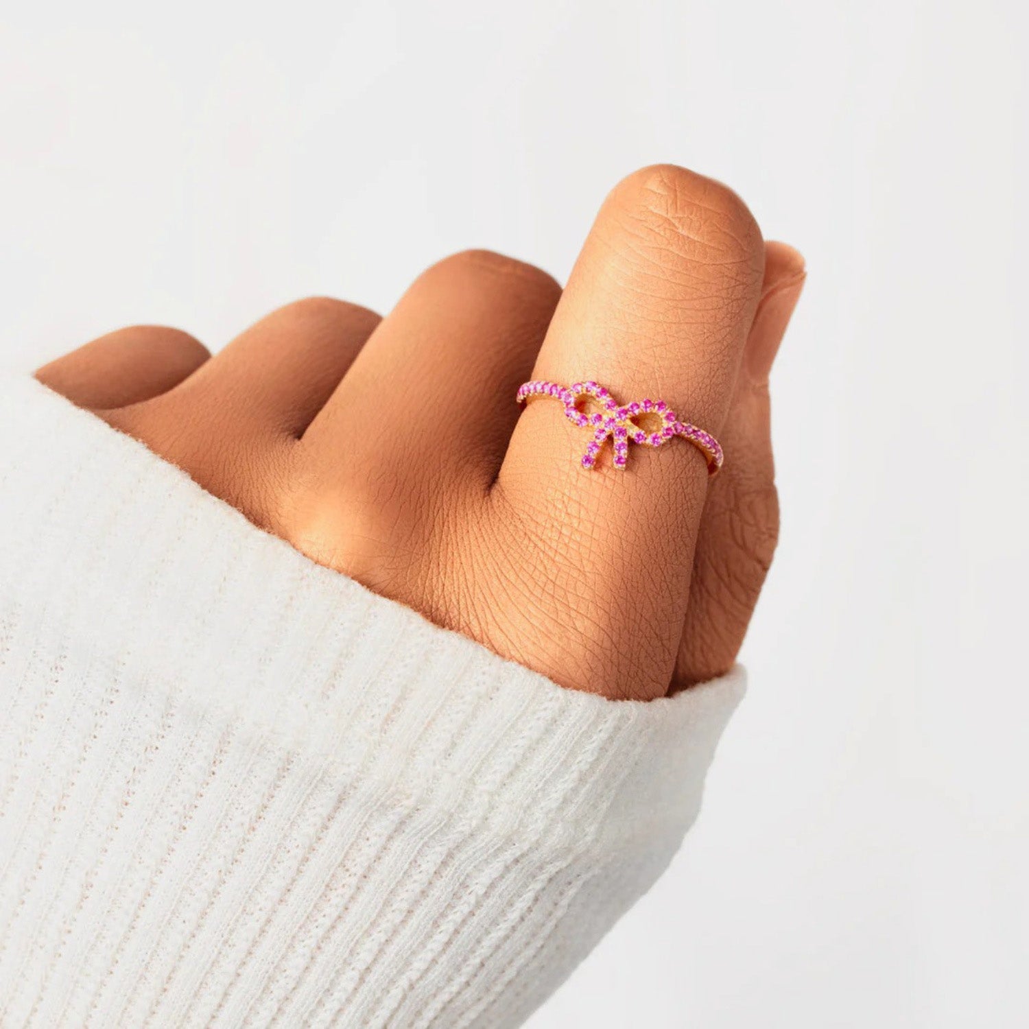 925 Sterling Silver Inlaid Zircon Bow Ring-Bijou Crush
