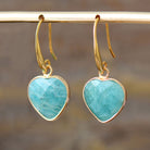 Natural Stone Heart Drop Earrings-Bijou Crush