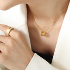 Titanium Steel Inlaid Zircon Pendant Necklace-Bijou Crush