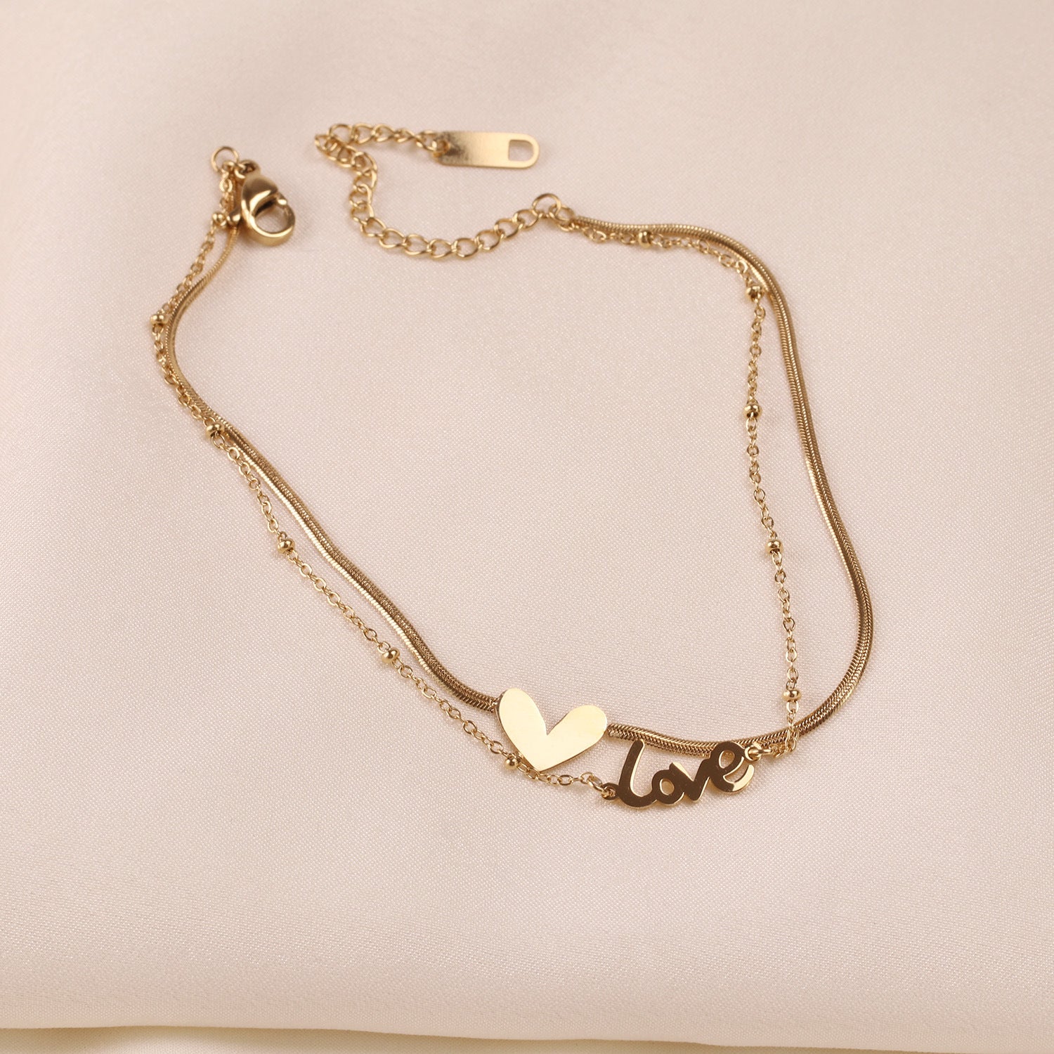 Trendy Letter Anklet in Titanium Steel Finish-Bijou Crush