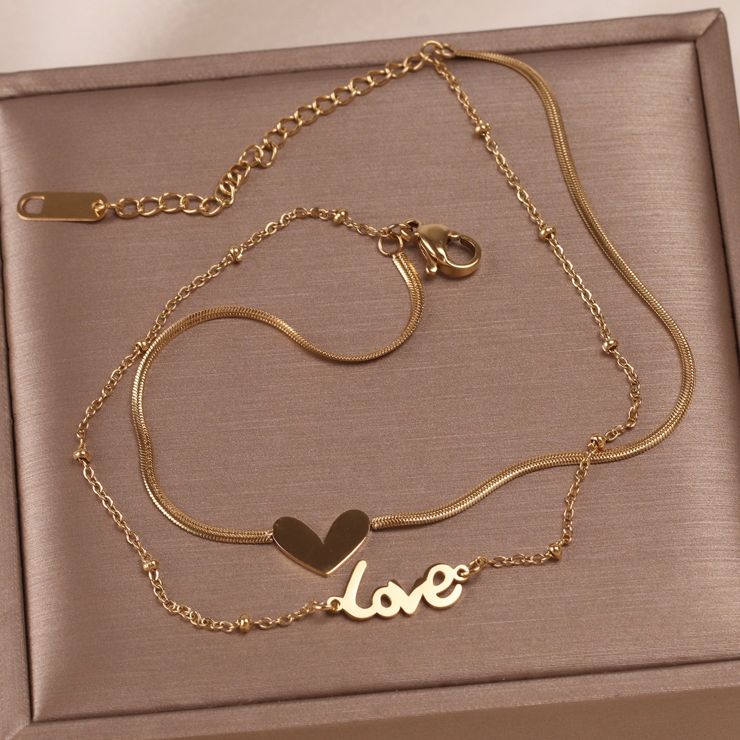 Trendy Letter Anklet in Titanium Steel Finish-Bijou Crush