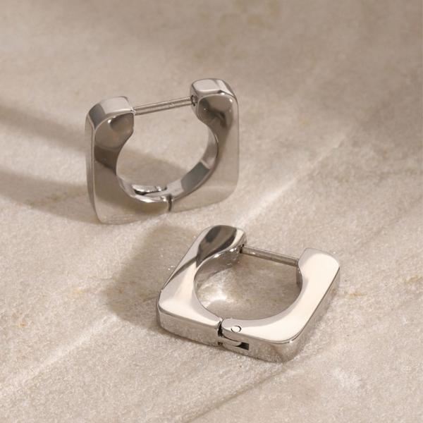 18K Gold-Plated Stainless Steel Square Earrings-Bijou Crush