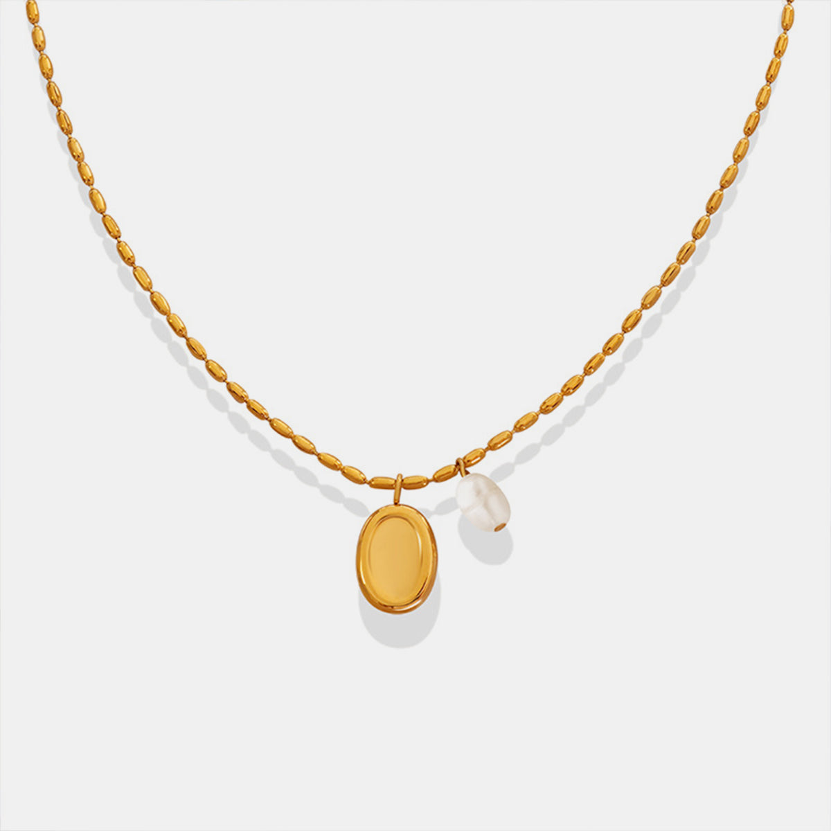 Titanium Steel Freshwater Pearl Pendant Necklace-Bijou Crush