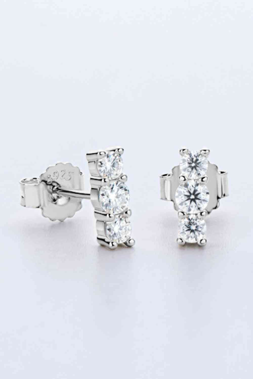 Heartbeat Rhythm 925 Sterling Silver Moissanite Stud Earrings-Bijou Crush